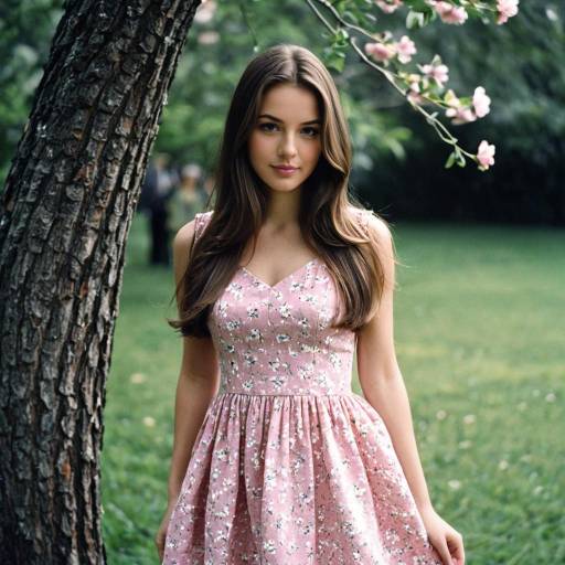 Charming Outdoor Girl in Pink Dress