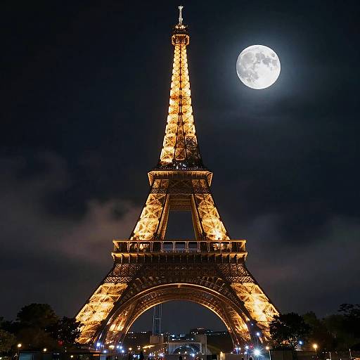 Upside Down Eiffel Tower in Misty Night