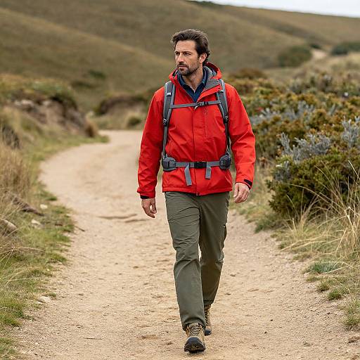 Adventurous Man Hiking in Nature