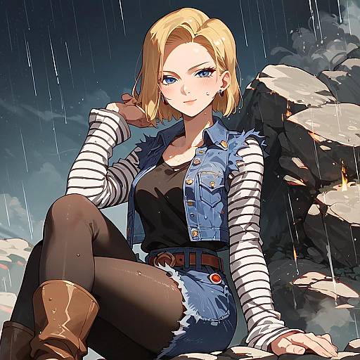 1990s Anime Girl in Ruined City