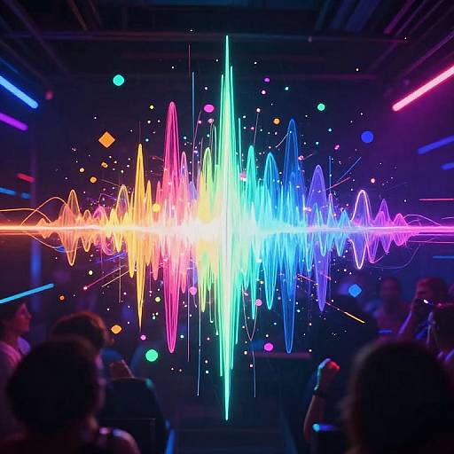 Abstract Music Waves in Neon Club