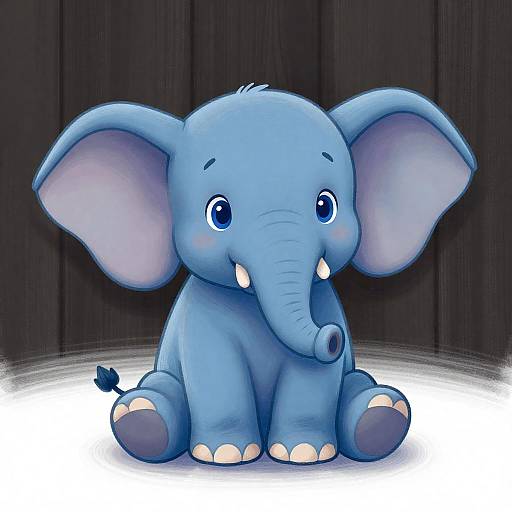 Cute Blue Baby Elephant on White Surface