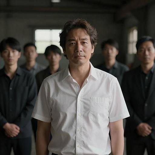 Middle-aged Man in Dimly Lit Warehouse