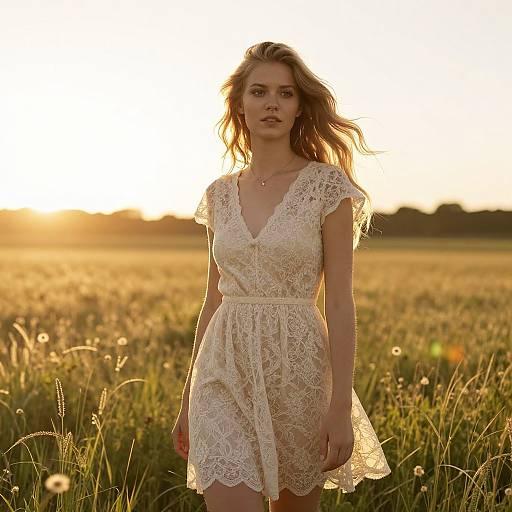 Radiant Blonde Woman in Summer Meadow