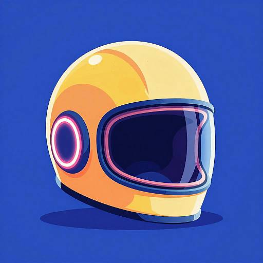 Retro-Futuristic Neon Helmet Illustration