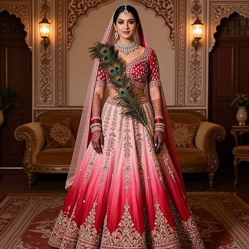 Fashionable Bride in Peacock Lehenga