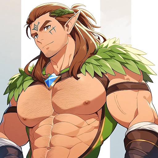 Illustration of Halsin, baldur's gate in the style of Harada (sansei rain)