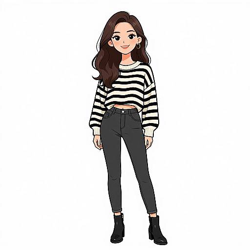 Smiling Woman in Casual Chic Outfit