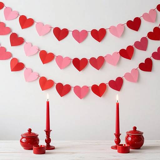 Festive Red and Pink Heart Garland