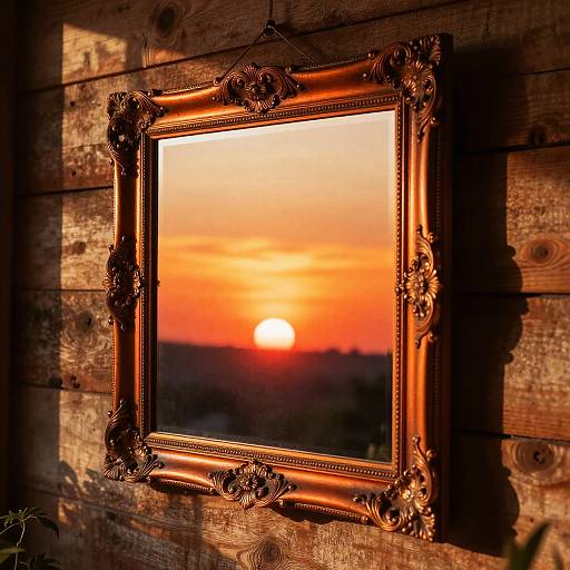 Orange Tinted Mirror with Sunset Reflection