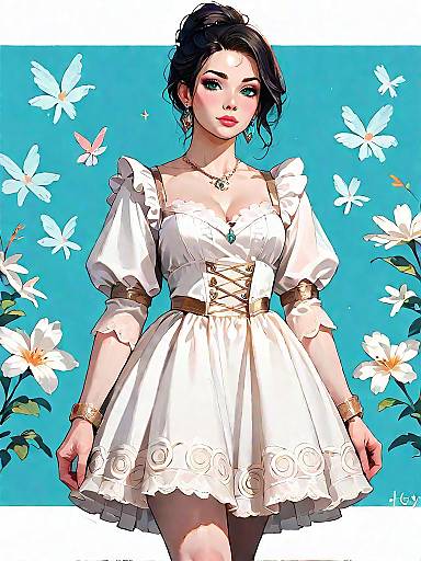 Bohemian Chic Woman in Lace Dress