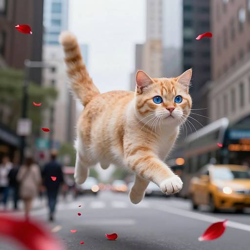 Luminous Tabby Cat Defies Gravity