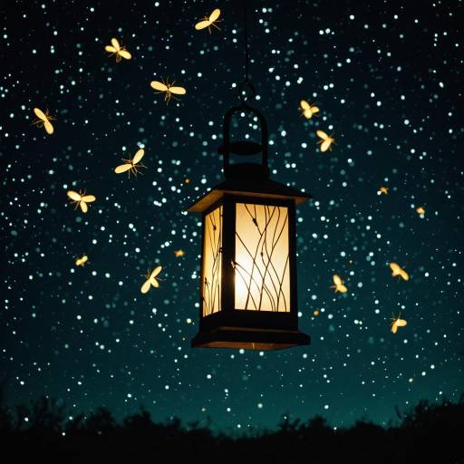 Minimalistic Lantern with Dancing Fireflies Minimalistic Lantern with Dancing Fireflies