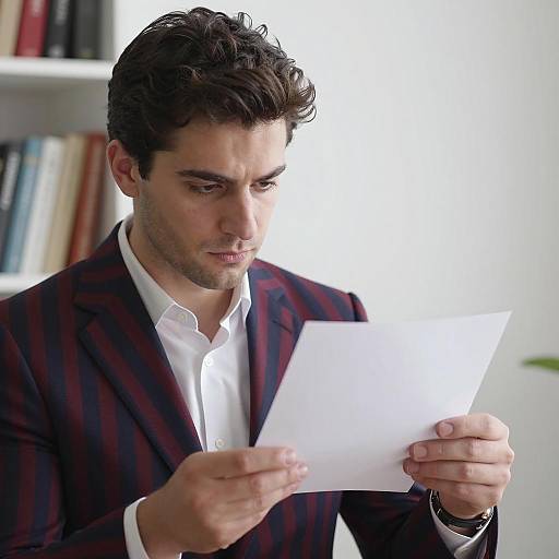 Focused Man Reading a Letter