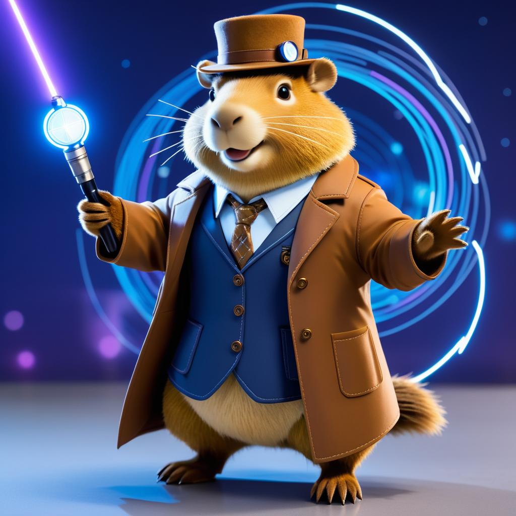 Whimsical Capybara as a Time-Traveling Detective