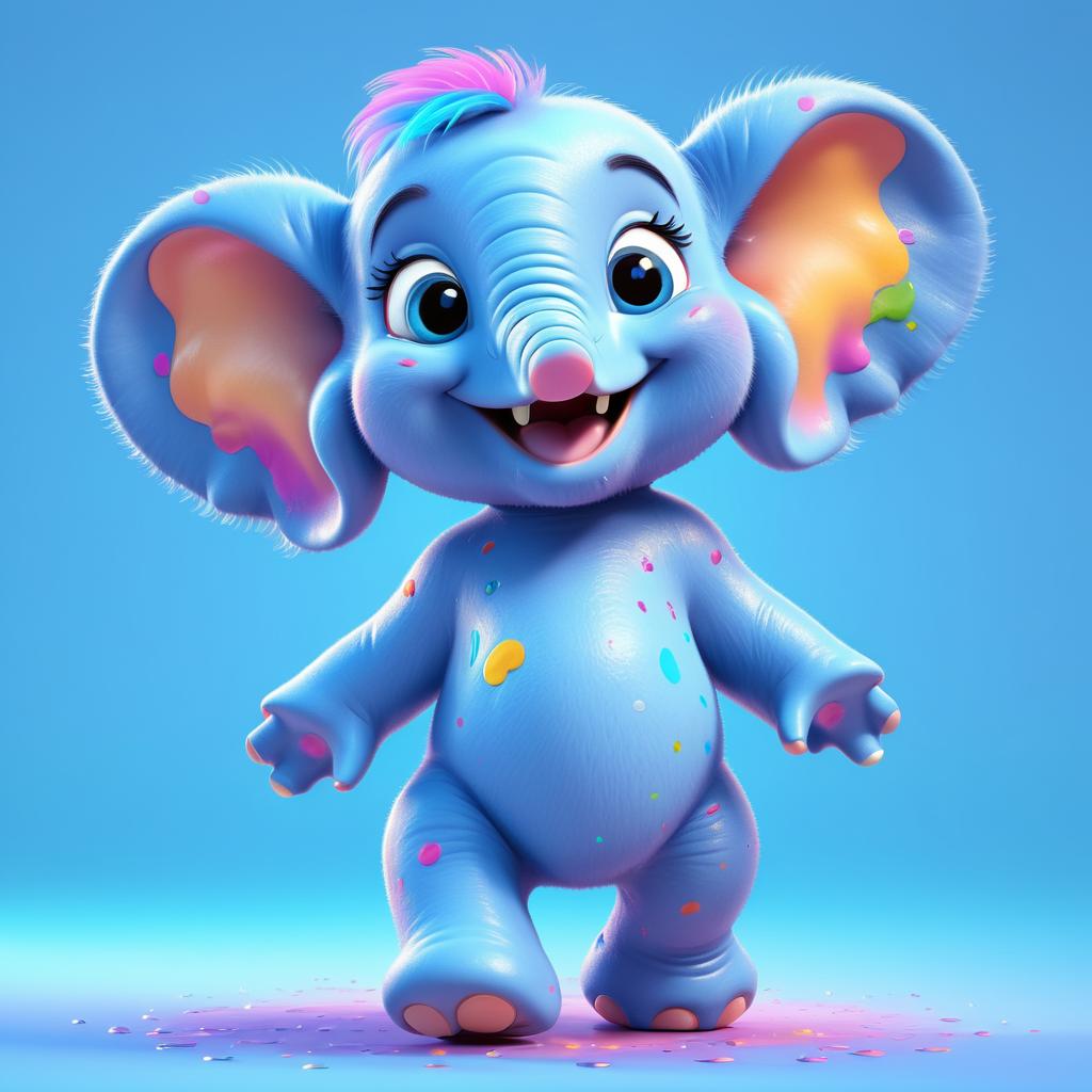 Cute Baby Elephant in Colorful Pixar Style