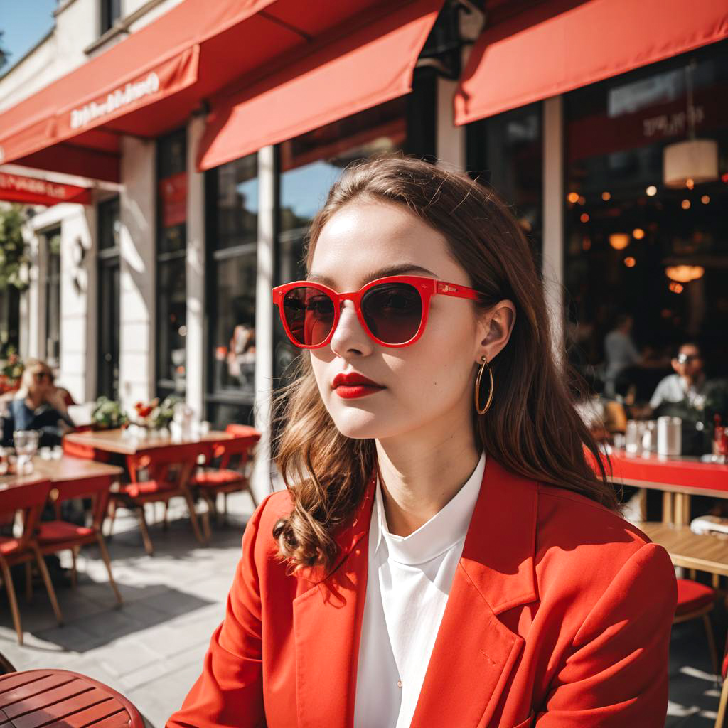 Chic Woman at Outdoor Cafe Scene