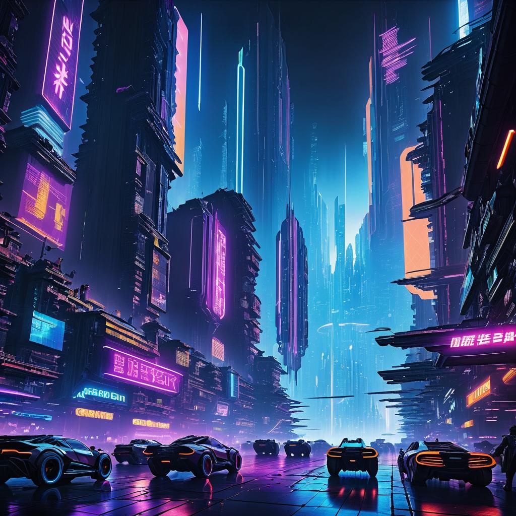 Vibrant Cyberpunk Cityscape at Night