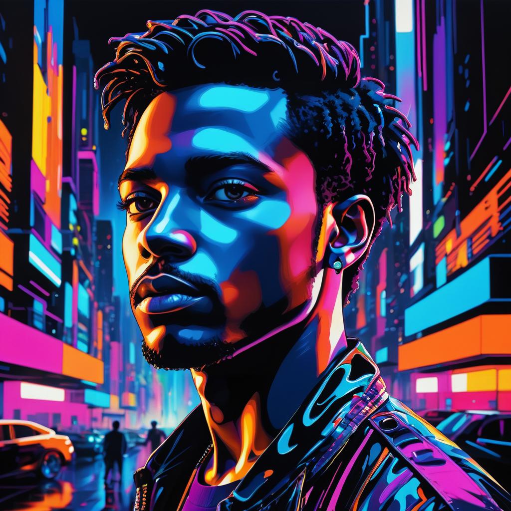 Vibrant Pop Art Portrait in Futuristic Setting