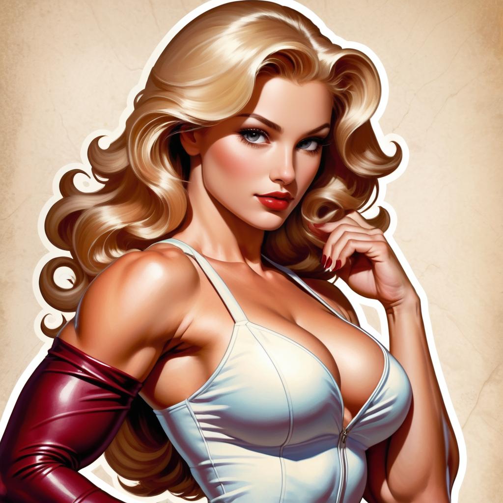 Muscular Pinup Fitness Model Art