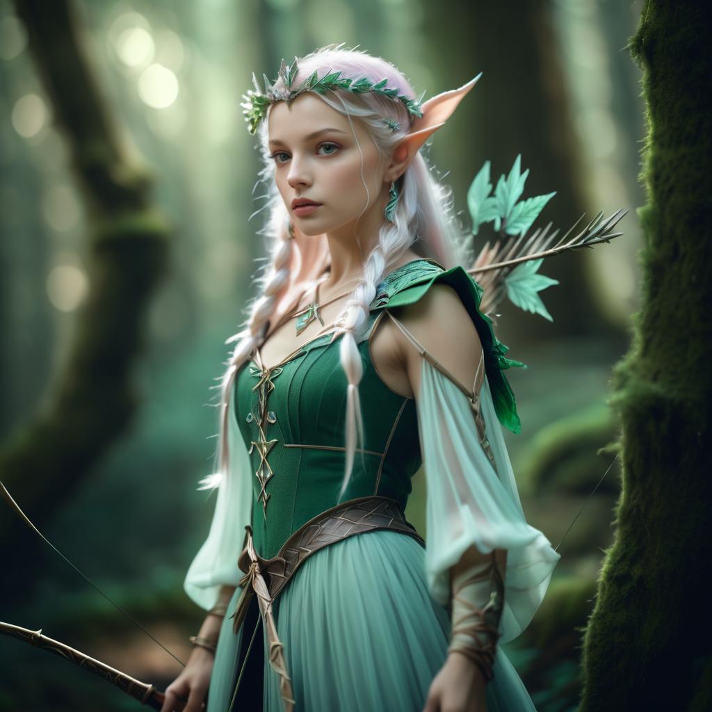 Enchanting Elf in Ancient Forest Photoshoot