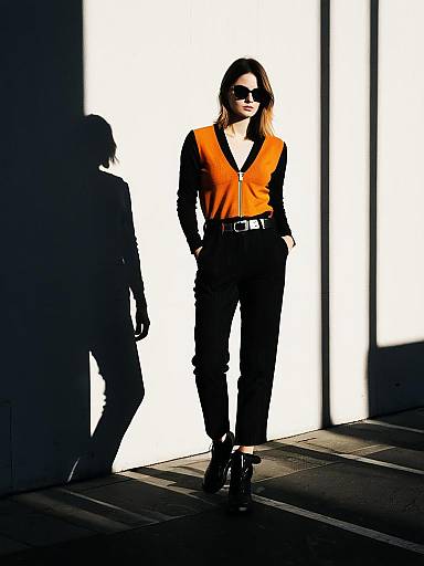 Woman in Urban Chic Outfit with Sunglasses