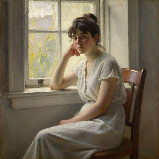 Woman Seated at Window Painting