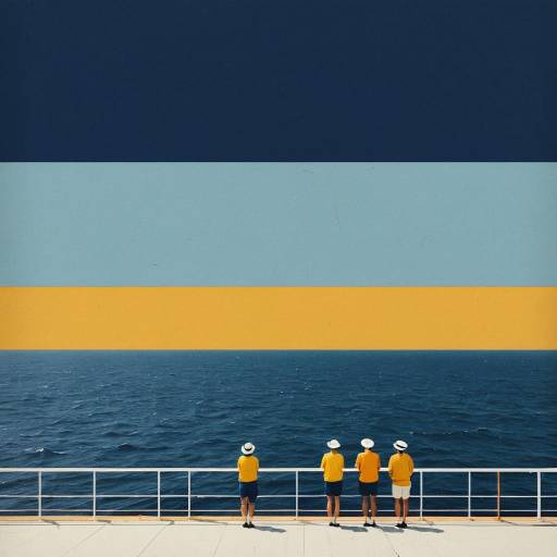 Minimalist Sailors on Vintage Sea Horizon Minimalist Sailors on Vintage Sea Horizon