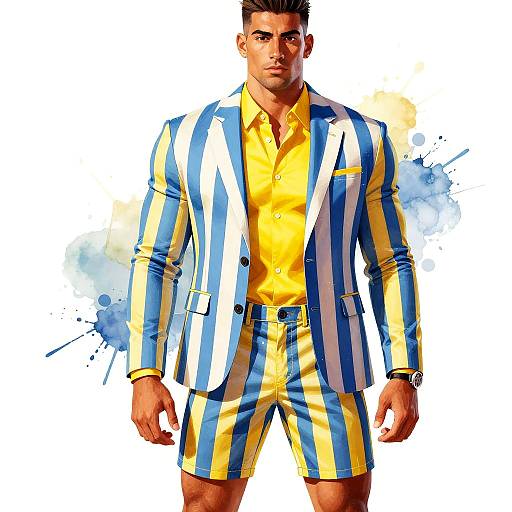 Stylish Muscular Man in Vibrant Fashion