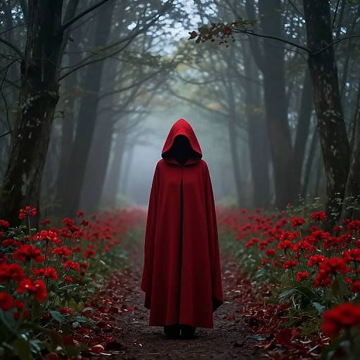Mysterious Figure in Red Cloak