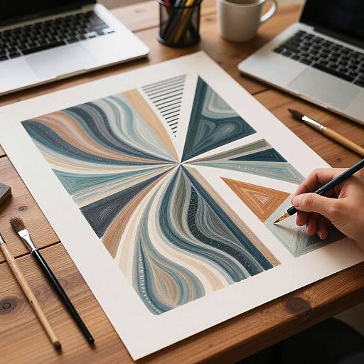 Artistic Workspace with Abstract Canvas