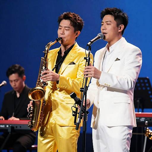 Dynamic Duo of Musicians on Stage