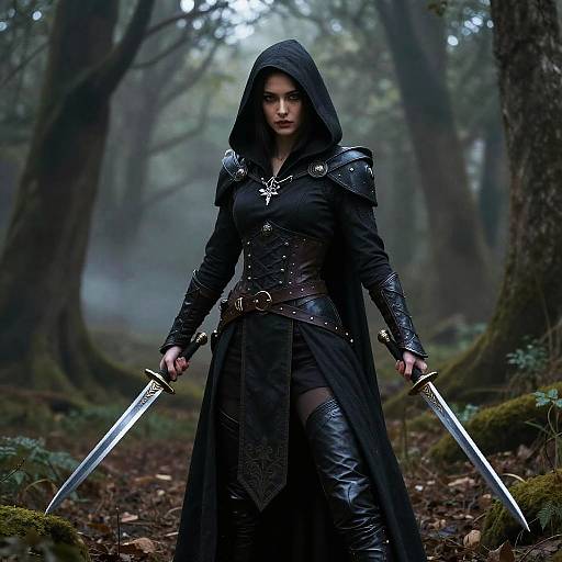 Shadowy Female Rogues with Twin Daggers