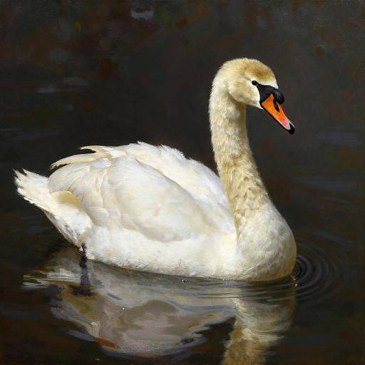 Graceful Swan in Romantic Oil Painting