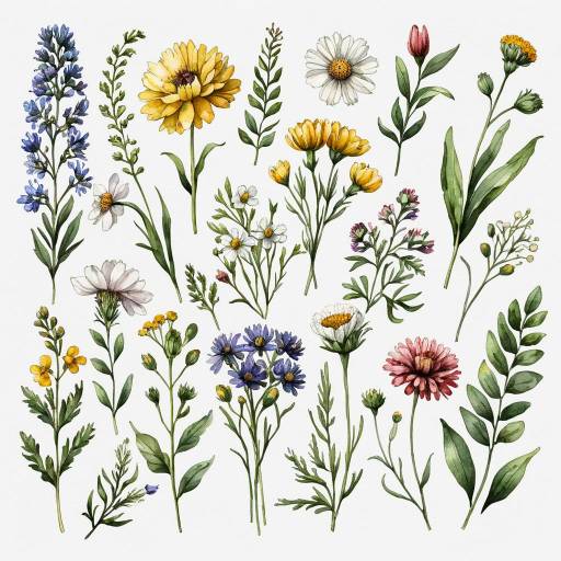 Elegant Wildflower Bouquet Clipart Collection