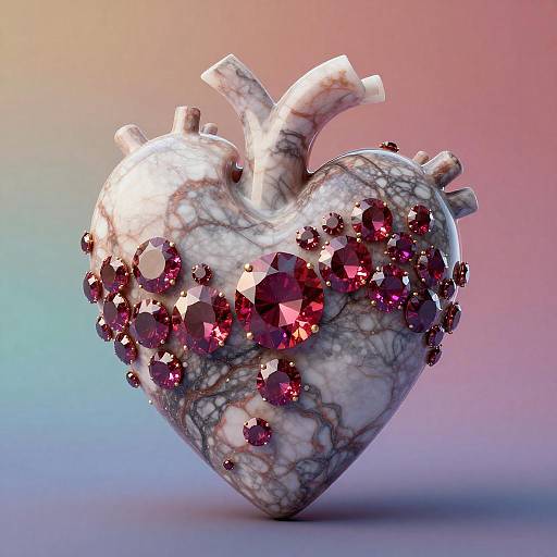 Marvelous Marble Heart with Gems