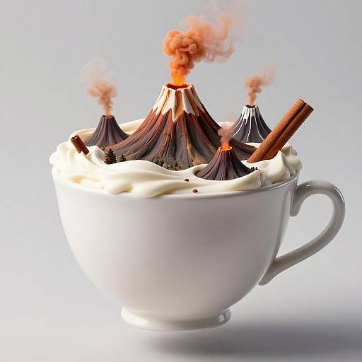 Floating Teacup World of Volcanoes