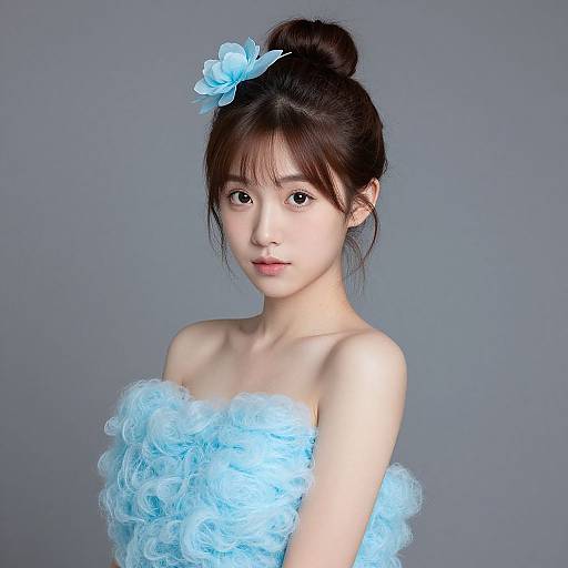 Realistic Portrait in Blue Cotton Candy Costume