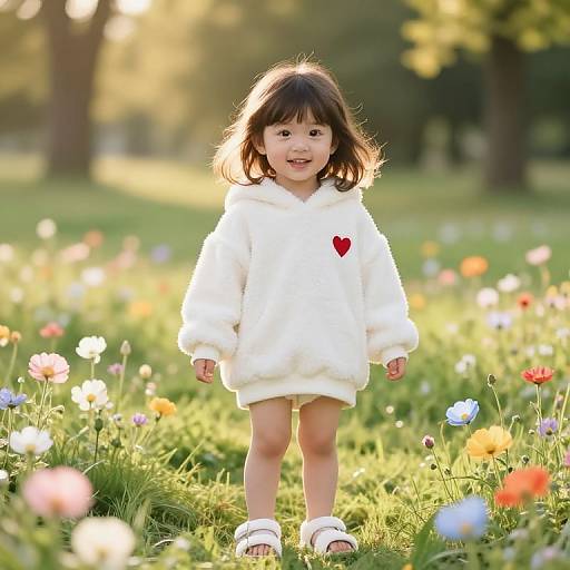 Joyful Girl in Sunny Meadow