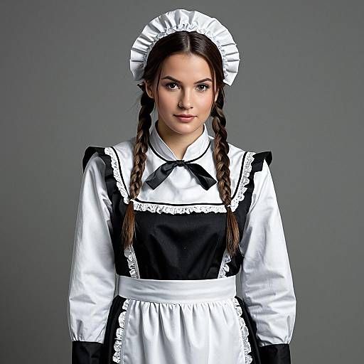 Young Woman in Classic Maid Costume