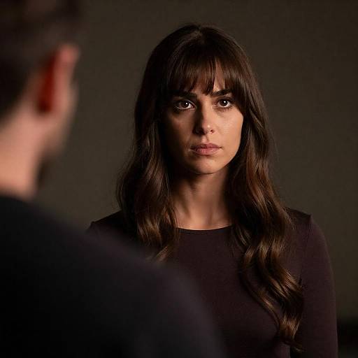 Woman with Intense Expression and Wavy Hair