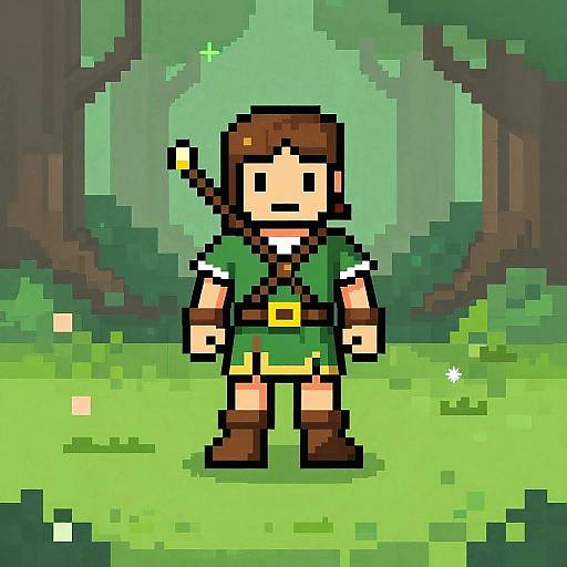 8-Bit Elven Archer Pixel Portrait