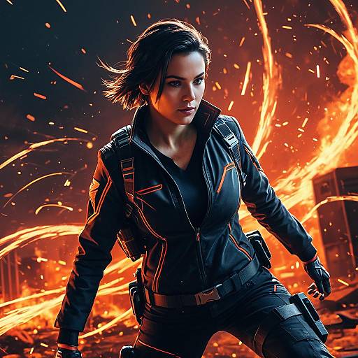 Valorant Agent Jett in Fiery Action Pose