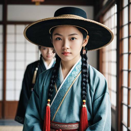 Young Asian Man in Traditional Hanfu with Braided Hair