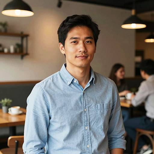 Confident Man in Cozy Café