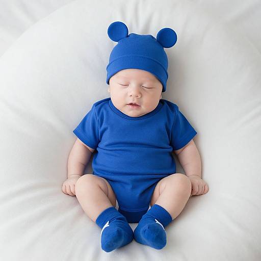 Newborn Baby in Blue Hat Costume