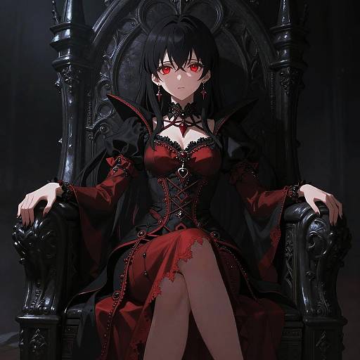 Dark Fantasy Anime Queen on Throne