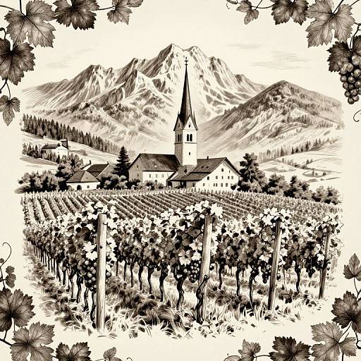 Detailed Vineyard Sketch Logo