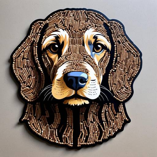 Dog Portrait Laptop Sticker Made of Coffee Beans