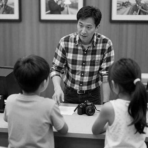 Vintage Black and White Family Lesson